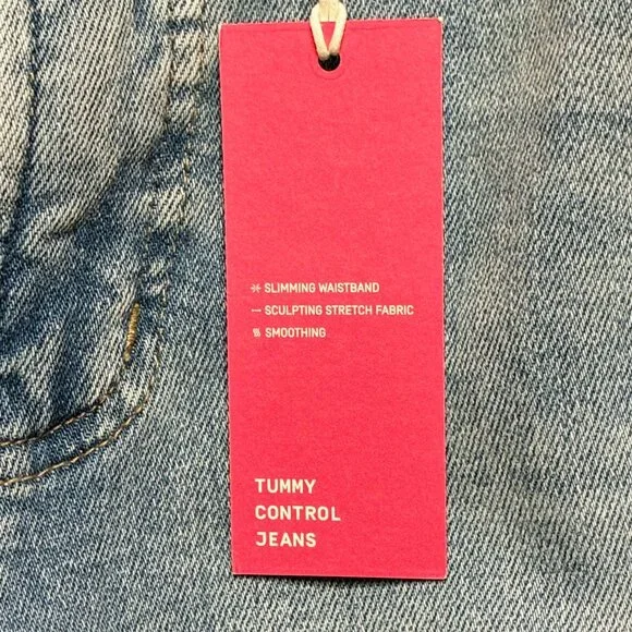 New With Tags MoCo14W Women's High Rise Wide Leg Jeans Raw Hem Tummy Control - Picture 13 of 14